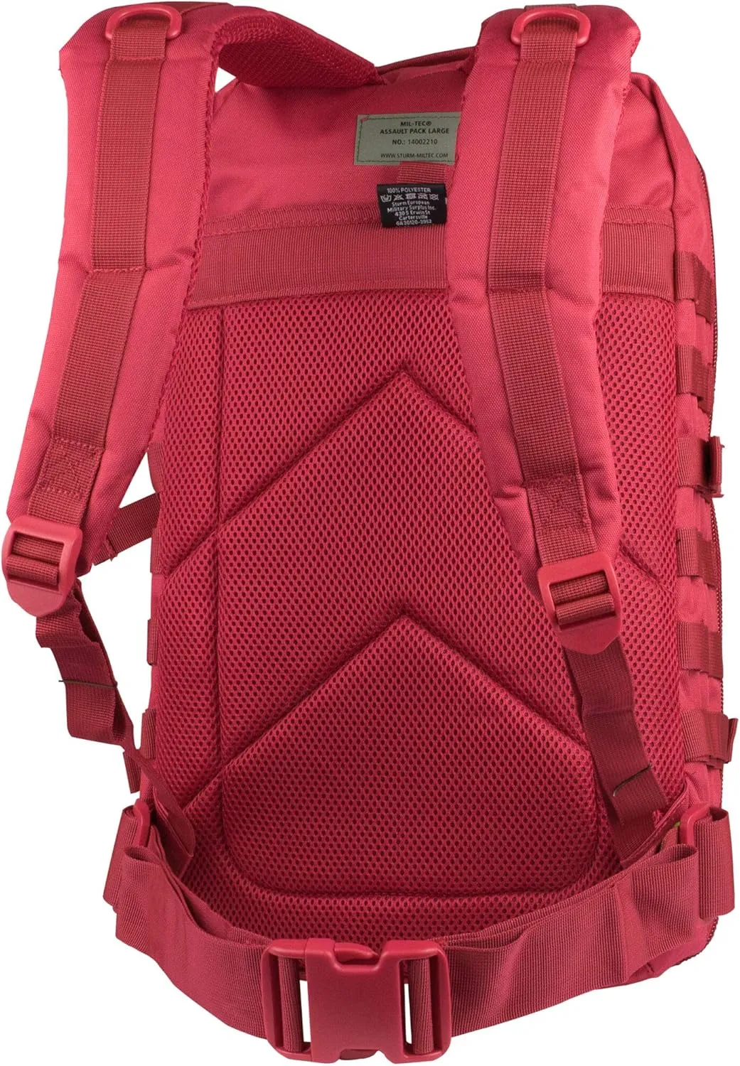 Mil-Tec Unisex Assault Pack - Rugged Durable Lightweight Ergonomic Versatile Tactical Outdoor Camping Hiking Backpack with Adjustable Padded Shoulder Straps & MOLLE Loops, Red, 20L