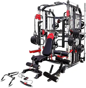 MiM USA Hercules 1001 Commercial All in One Gym Trainer w/ Bench Jammer Arms Leg Press Leg Extension & Complete Attachment