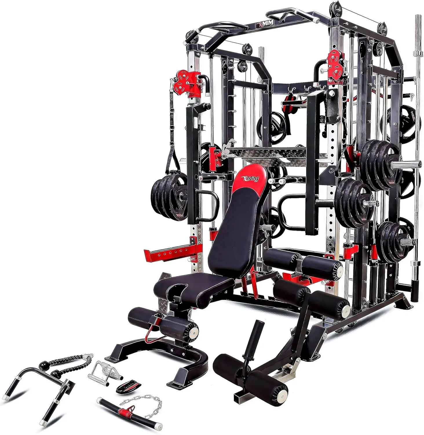 MiM USA Hercules 1001 Commercial All in One Gym Trainer w/ Bench Jammer Arms Leg Press Leg Extension & Complete Attachment
