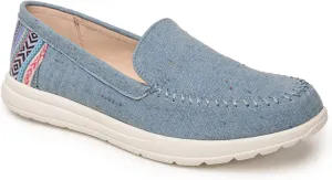 Minnetonka Discover - Women’s Woven Slip-Ons Featuring Fabric Upper, Memory Foam Insole, Easy-to-Wear Design, and EVA Rubber Outsole - Perfect for Everyday Casual Wear