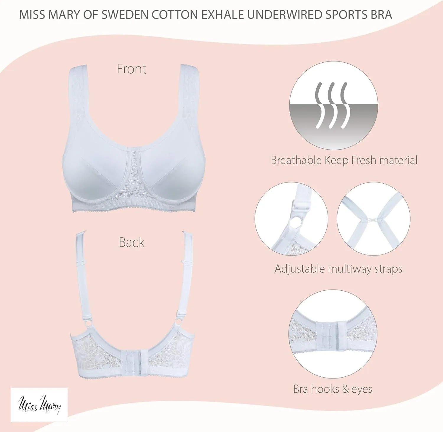 Miss Mary of Sweden Exhale Womens Underwired Medium Impact Sports