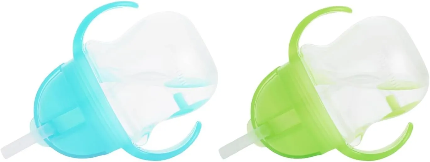 Munchkin Weighted Straw Sippy Cups for Toddlers 7oz, Leak Proof, Easy to Hold-Great toddler cups with straws, Supports Straw-use Education, Straw Cups (Blue/Green)