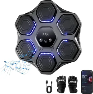 Music Boxing Machine, Wall Mounted Boxing Machine for Adults Kids, Bluetooth Smart Boxing Trainer with Boxing Gloves, Electronic Boxing Workout Equipment Target for Home Gym, 9 Modes & 9 Speeds