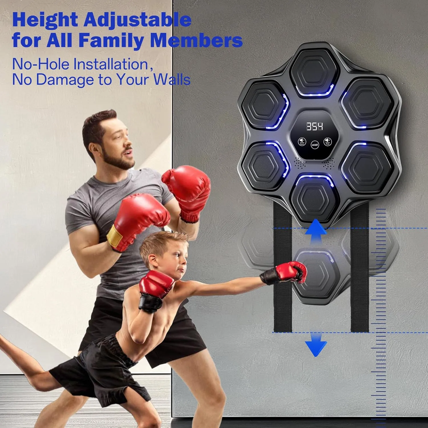 Music Boxing Machine, Wall Mounted Boxing Machine for Adults Kids, Bluetooth Smart Boxing Trainer with Boxing Gloves, Electronic Boxing Workout Equipment Target for Home Gym, 9 Modes & 9 Speeds