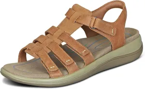 Orthofeet Women's Orthopedic Camel Leather Amalfi Adjustable Sandals, Size 10.5