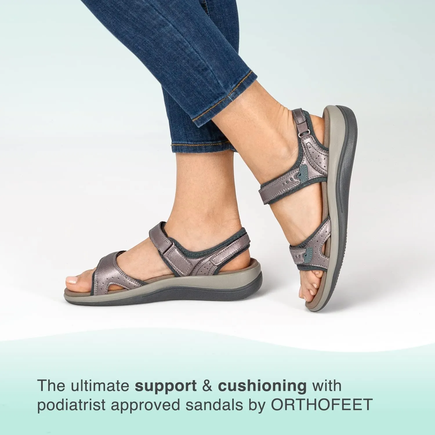 Orthofeet Women's Orthopedic Leather Malibu Adjustable Sandals