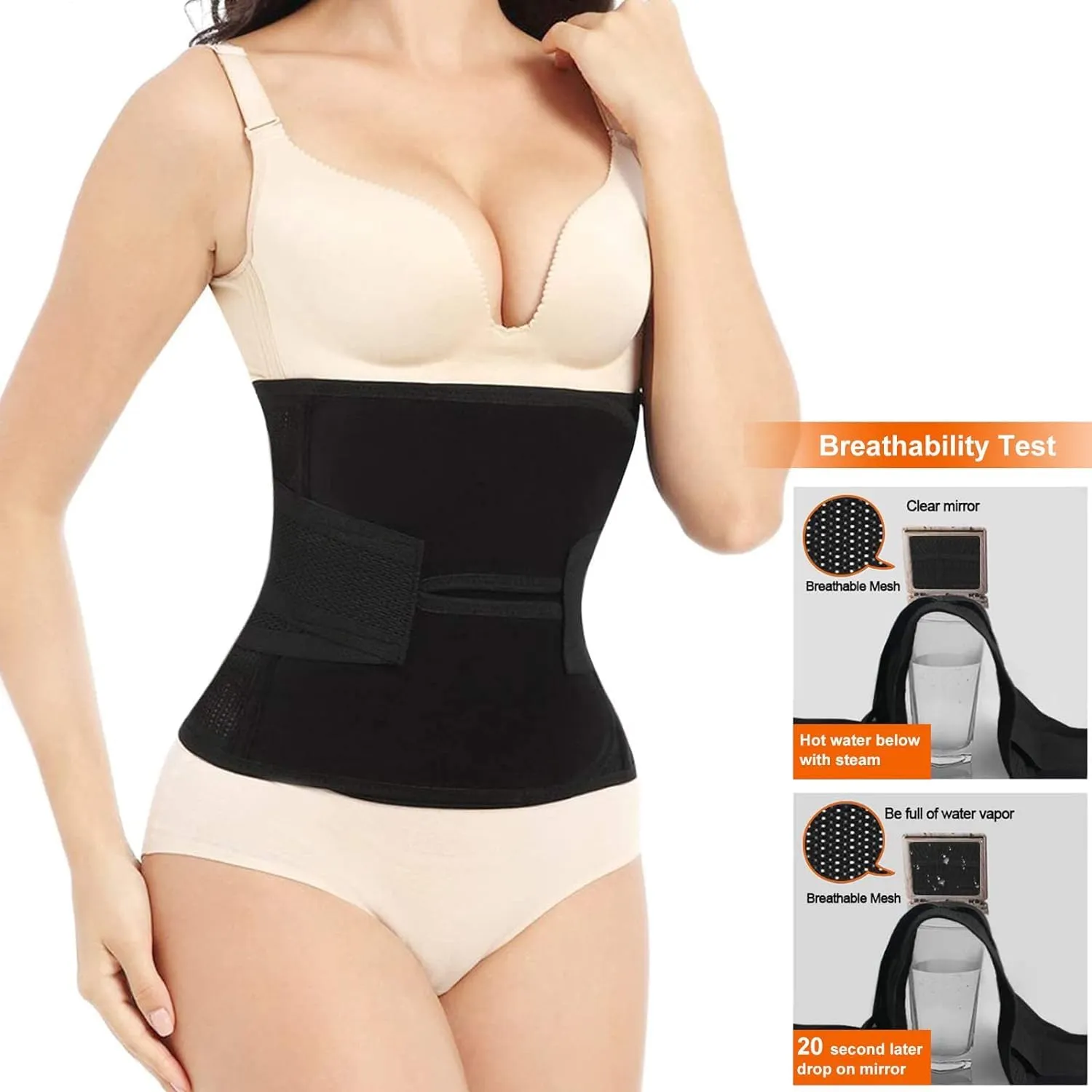 Postpartum Belly Band,C Section Belly Binder,Abdominal Binder Post Surgery Girdle,Tummy Tuck Compression Wrap Waist Trainer Black