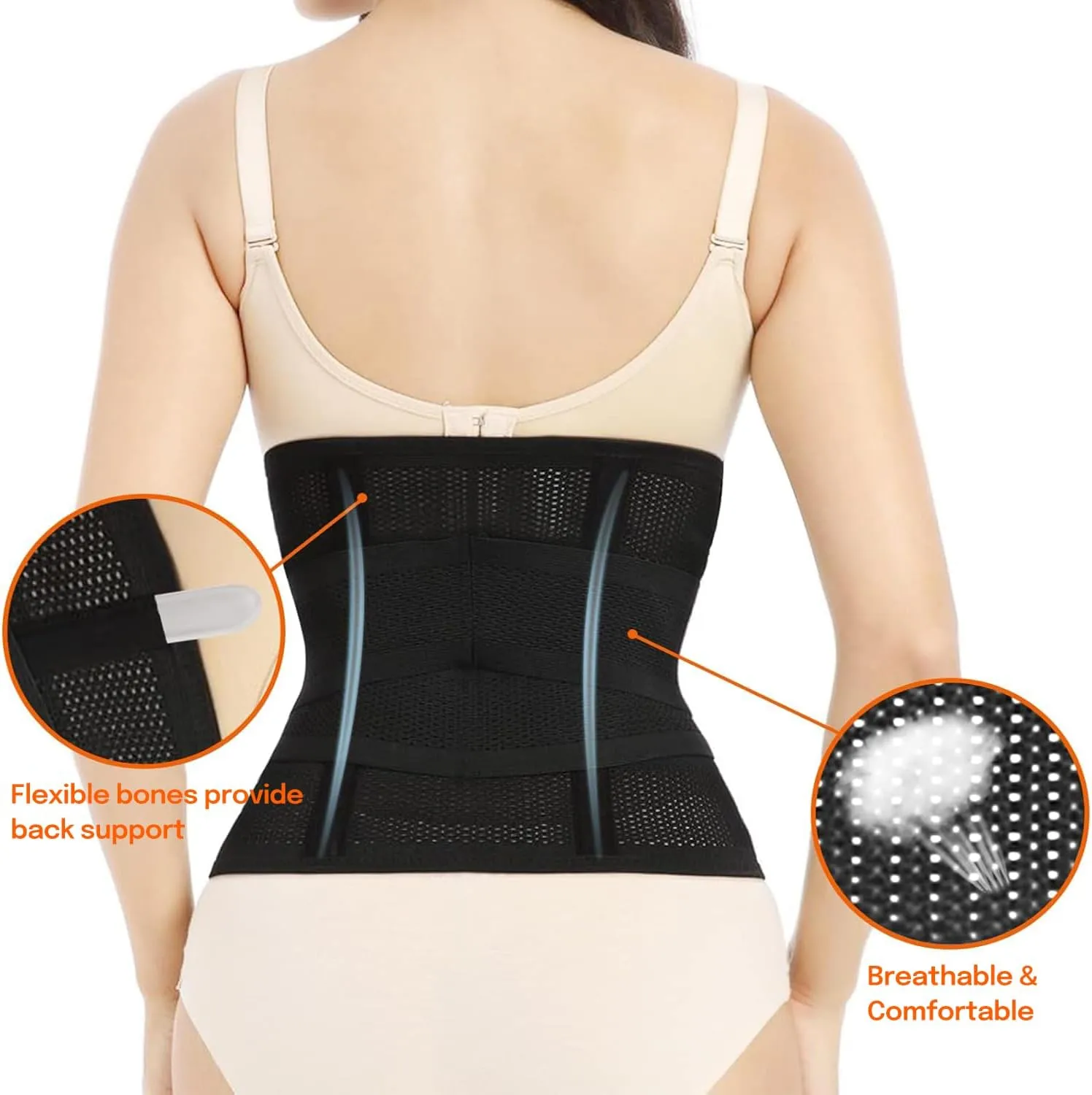 Postpartum Belly Band,C Section Belly Binder,Abdominal Binder Post Surgery Girdle,Tummy Tuck Compression Wrap Waist Trainer Black