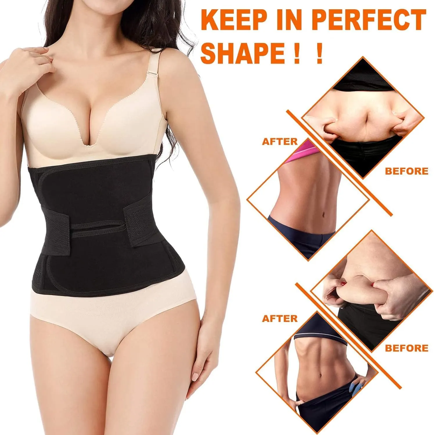 Postpartum Belly Band,C Section Belly Binder,Abdominal Binder Post Surgery Girdle,Tummy Tuck Compression Wrap Waist Trainer Black