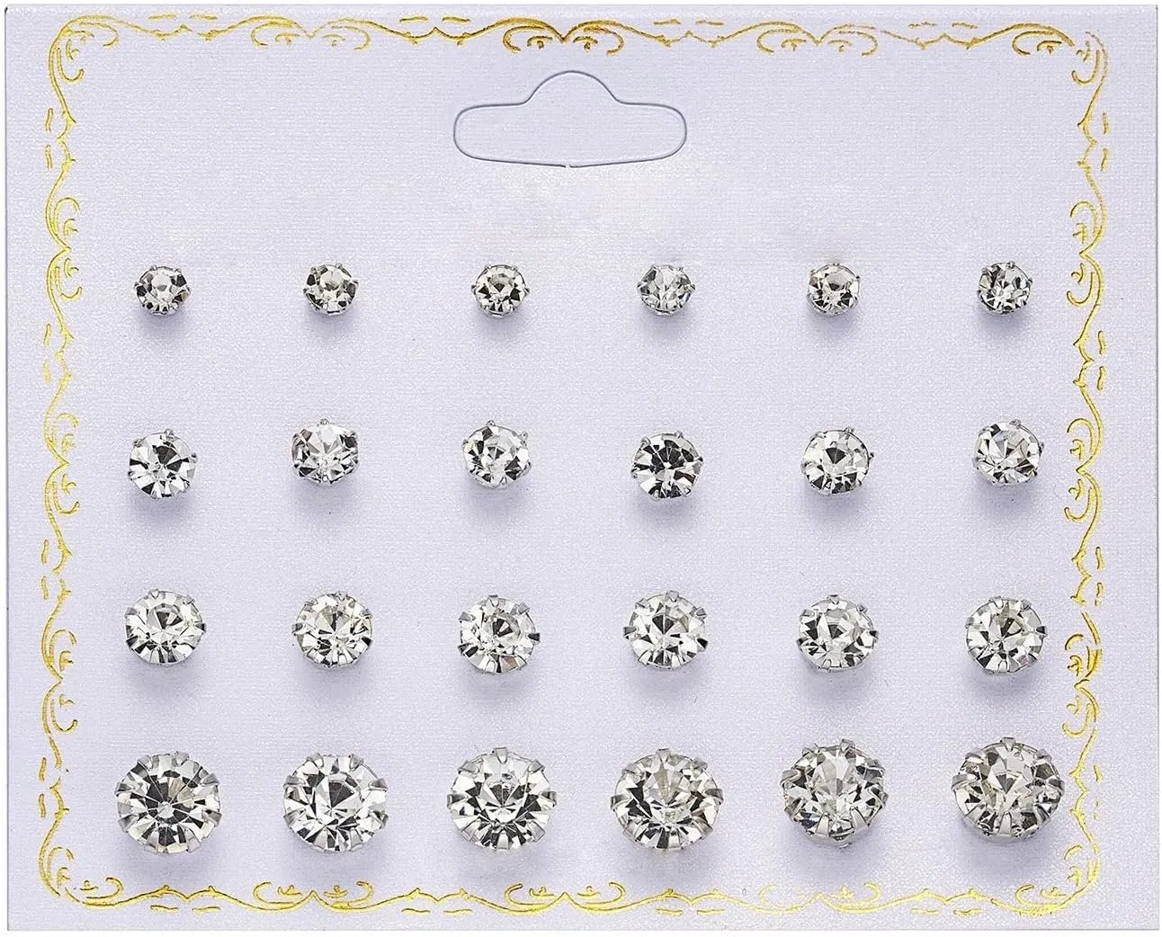 POWER BALANCE 12 Pairs S925 Silver Flat Stud Earrings set, Hypoallergenic clear Cubic Stud Earrings, Safe for Sensitive Ears, Trendy Unisex Jewelry Gift，Women Men