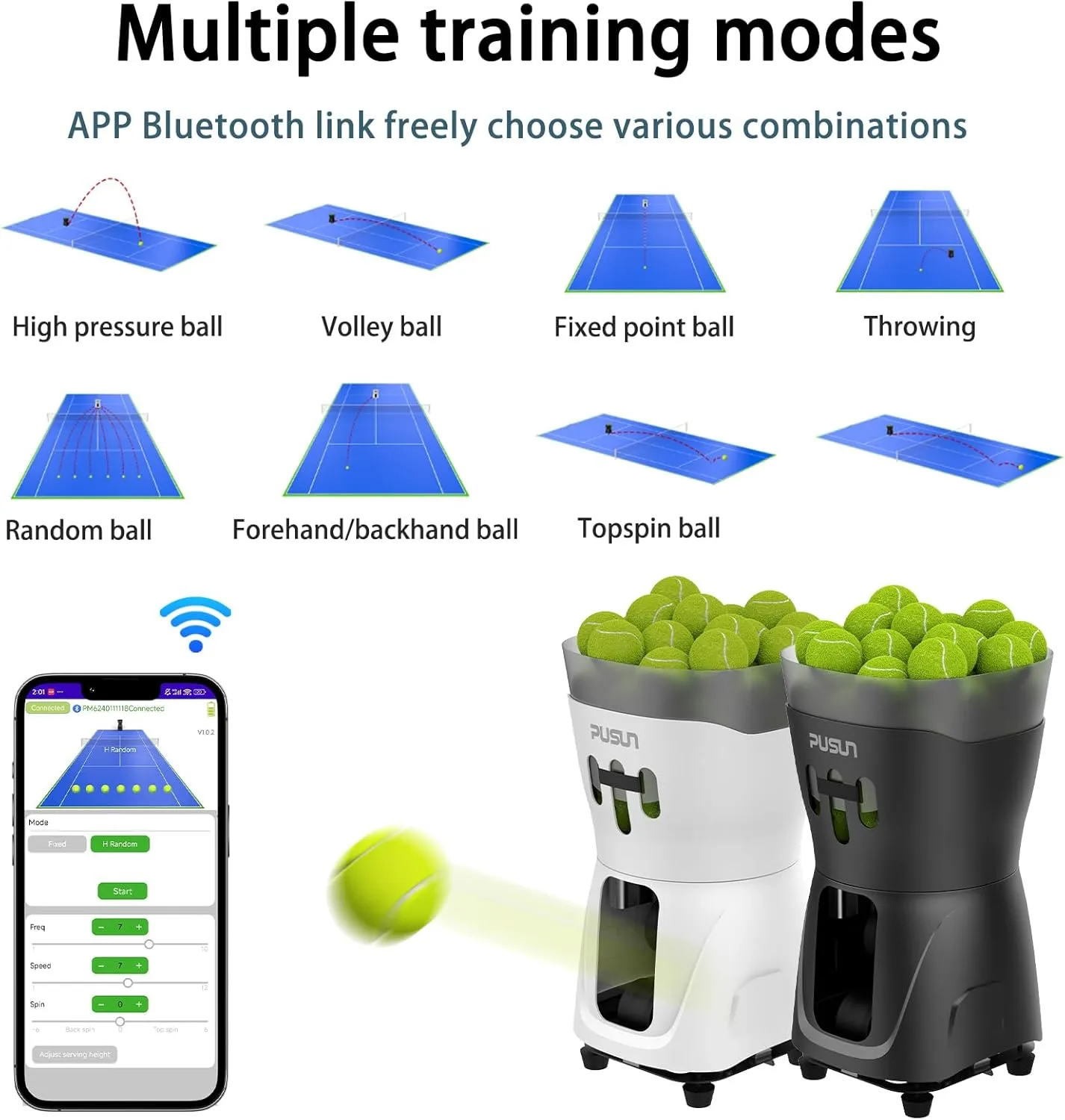 PT Mini Pro Tennis Ball Machine - Portable Smart Trainer for Beginners, 65  Ball Capacity, 3-5H Battery Life, Adjustable Ball Speed & Angle, APP & Remote Control