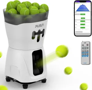 PT Mini Pro Tennis Ball Machine - Portable Smart Trainer for Beginners, 65  Ball Capacity, 3-5H Battery Life, Adjustable Ball Speed & Angle, APP & Remote Control