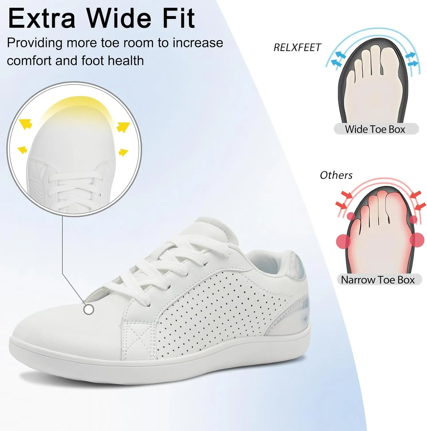 relxfeet Women's Minimalist Barefoot Shoes Zero Drop Walking Shoes Lightweight Fashion Sneakers Wide Toe Box
