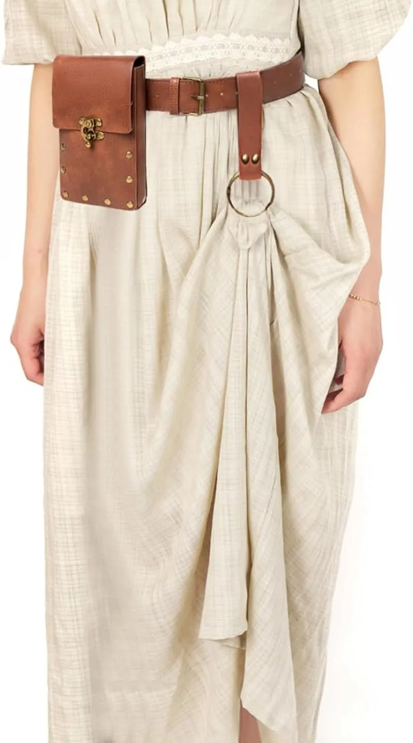 Ren Faire Costume Accessories Medieval Belt Pouch Coin Purse Skirt Hike Sets Festival Halloween Casual Fanny Pack Waist Bag (2-Brown)