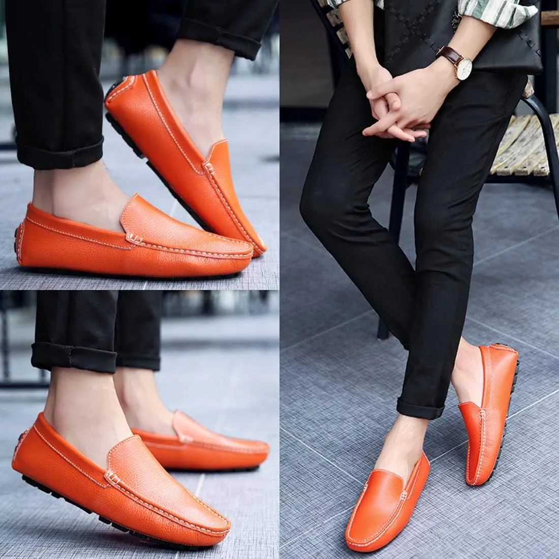 Santimon Mens Casual Loafer Slip-on Moccasin Boat Shoes Flat Driving Shoes
