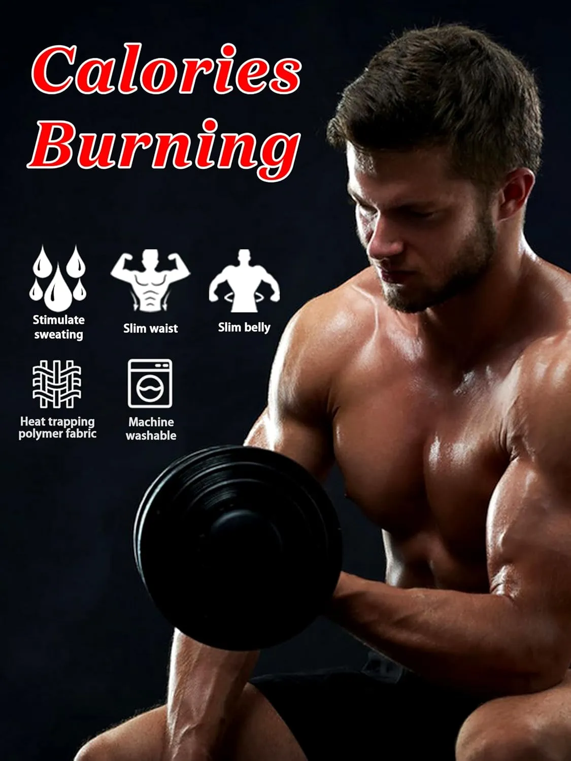 Sauna Shirt for Men Sweat Suit Slimming Top Heat Trapping Waist Trainer Shapewear, Adjustable Belt,Breathable Armpit