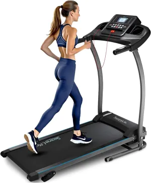 SereneLife Electric Folding Treadmill Exercise Machine - Smart Compact Digital Fitness Treadmill Workout Trainer w/Bluetooth App Sync, Manual Incline Adjustment, for Walking, Running, Gym