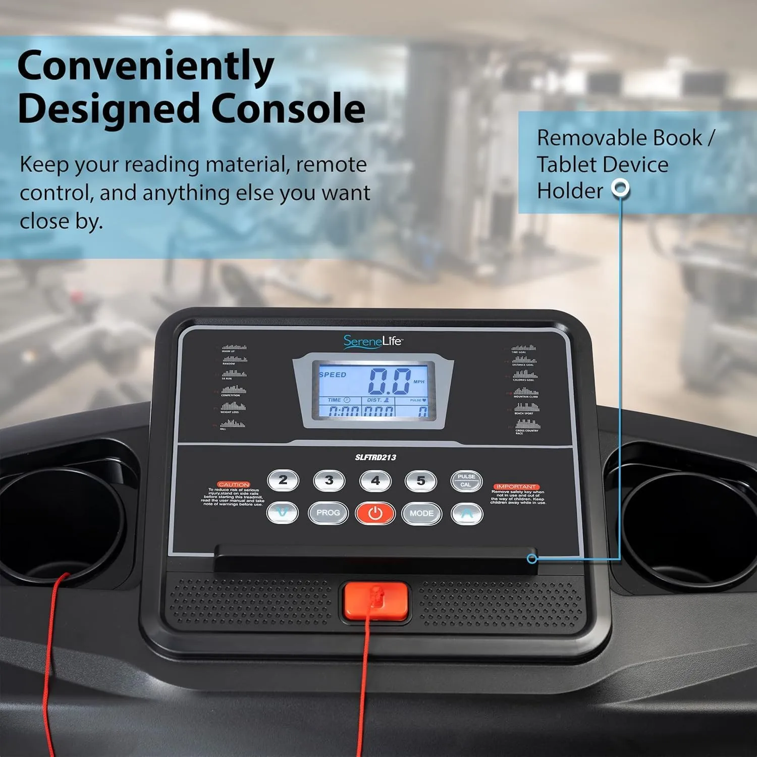 SereneLife Electric Folding Treadmill Exercise Machine - Smart Compact Digital Fitness Treadmill Workout Trainer w/Bluetooth App Sync, Manual Incline Adjustment, for Walking, Running, Gym