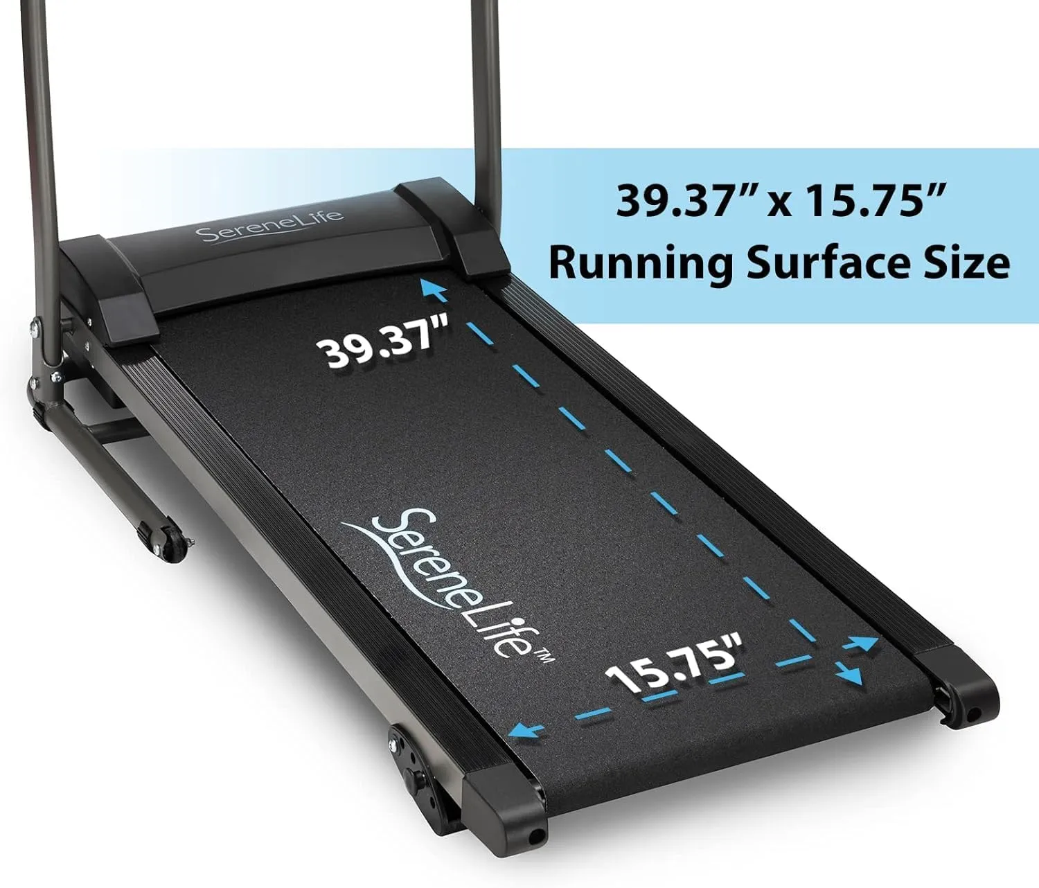 SereneLife Electric Folding Treadmill Exercise Machine - Smart Compact Digital Fitness Treadmill Workout Trainer w/Bluetooth App Sync, Manual Incline Adjustment, for Walking, Running, Gym