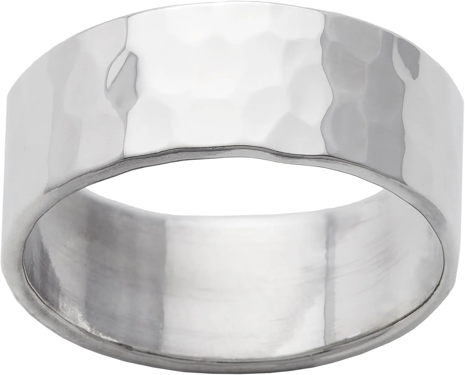 Silverly 925 Sterling Silver Hammered Rings - 8 mm Flat Wedding Band - Classic Design - Stacking Rings for Women and Men - Minimalist Wedding Rings and Hers