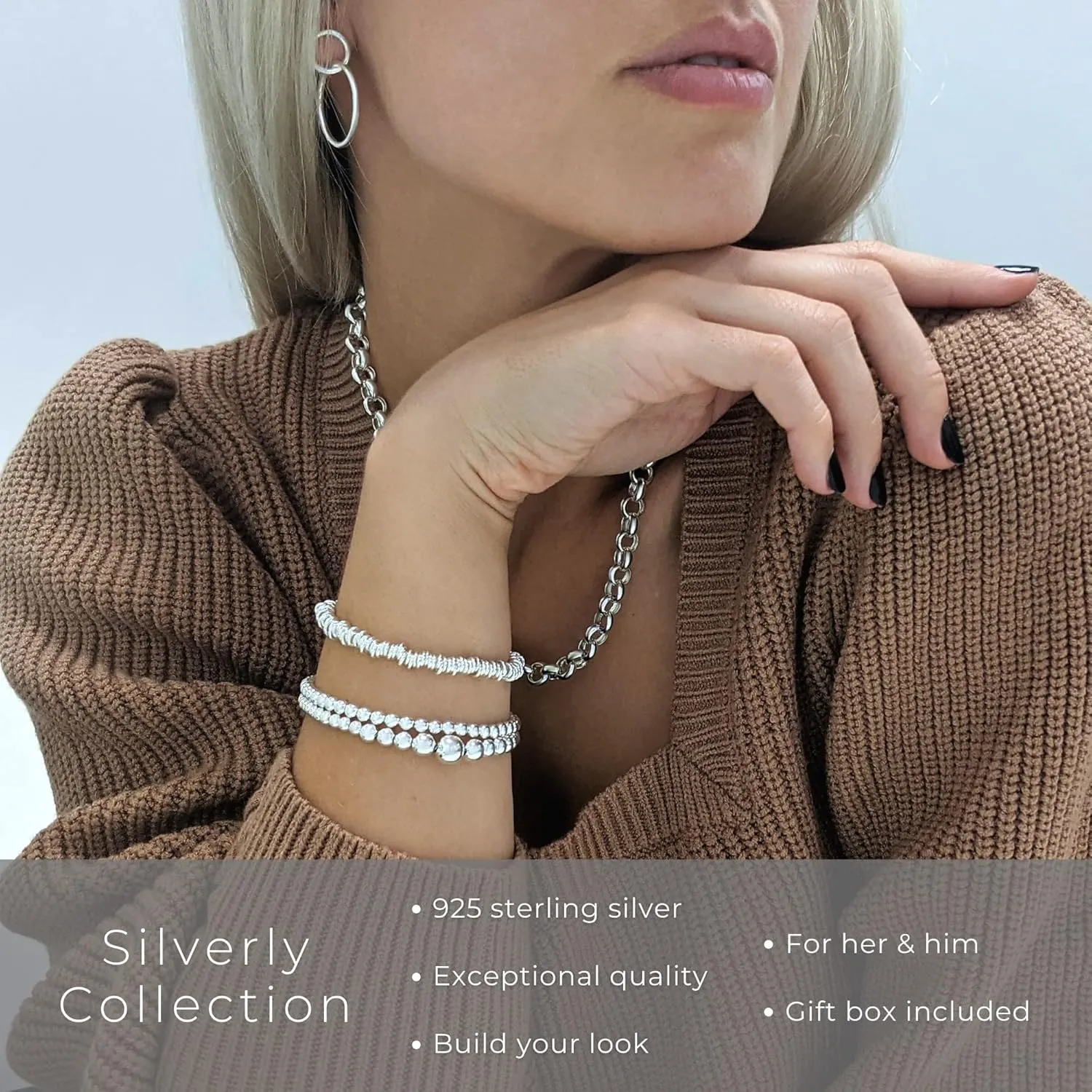 Silverly 925 Sterling Silver Hammered Rings - 8 mm Flat Wedding Band - Classic Design - Stacking Rings for Women and Men - Minimalist Wedding Rings and Hers