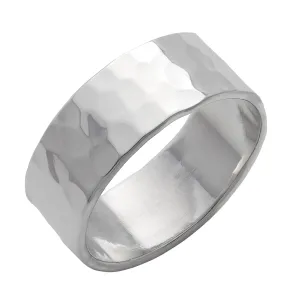 Silverly 925 Sterling Silver Hammered Rings - 8 mm Flat Wedding Band - Classic Design - Stacking Rings for Women and Men - Minimalist Wedding Rings and Hers