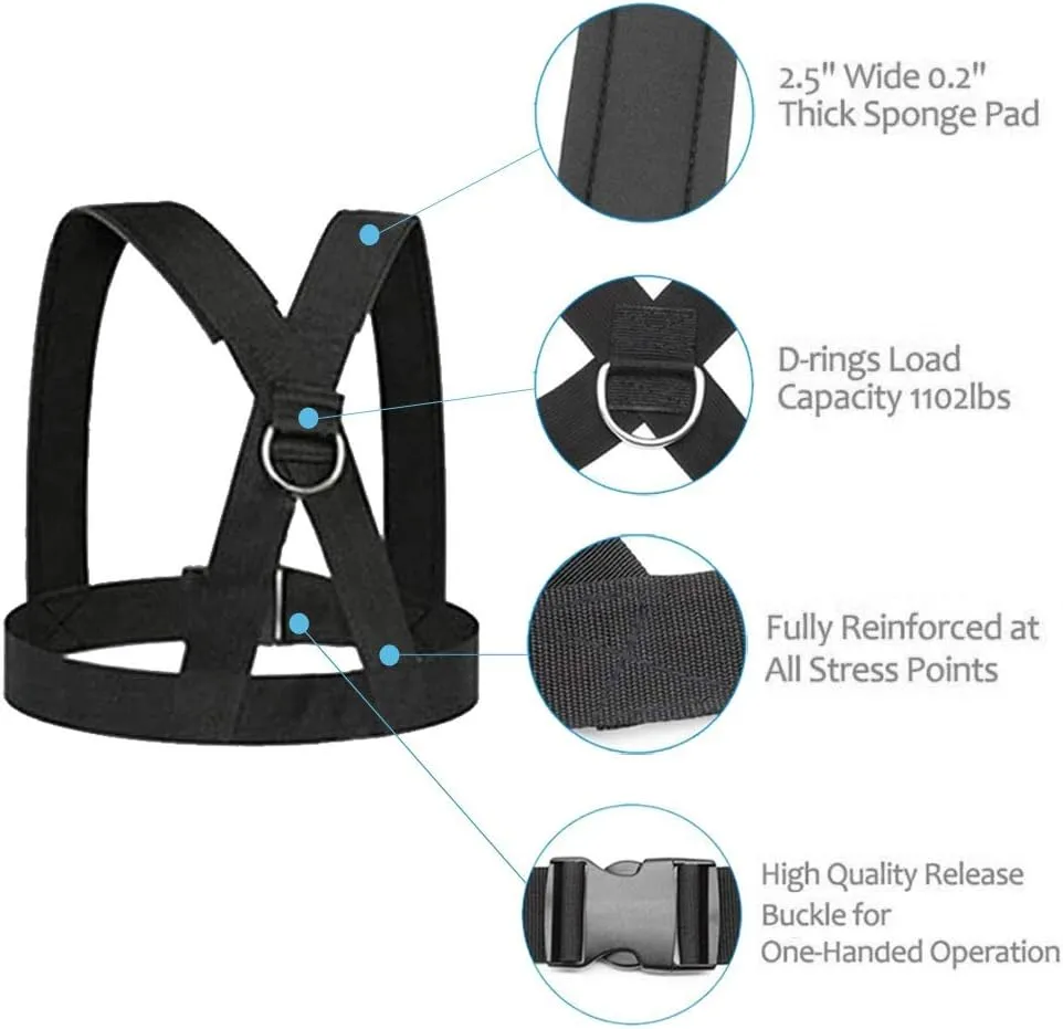 Sled Harness, Weight Speed Tire Pulling Workout Resistance and Assistance Trainer Physical Training Rope Football Exercise Equipment for Outdoor Indoor Men and Women