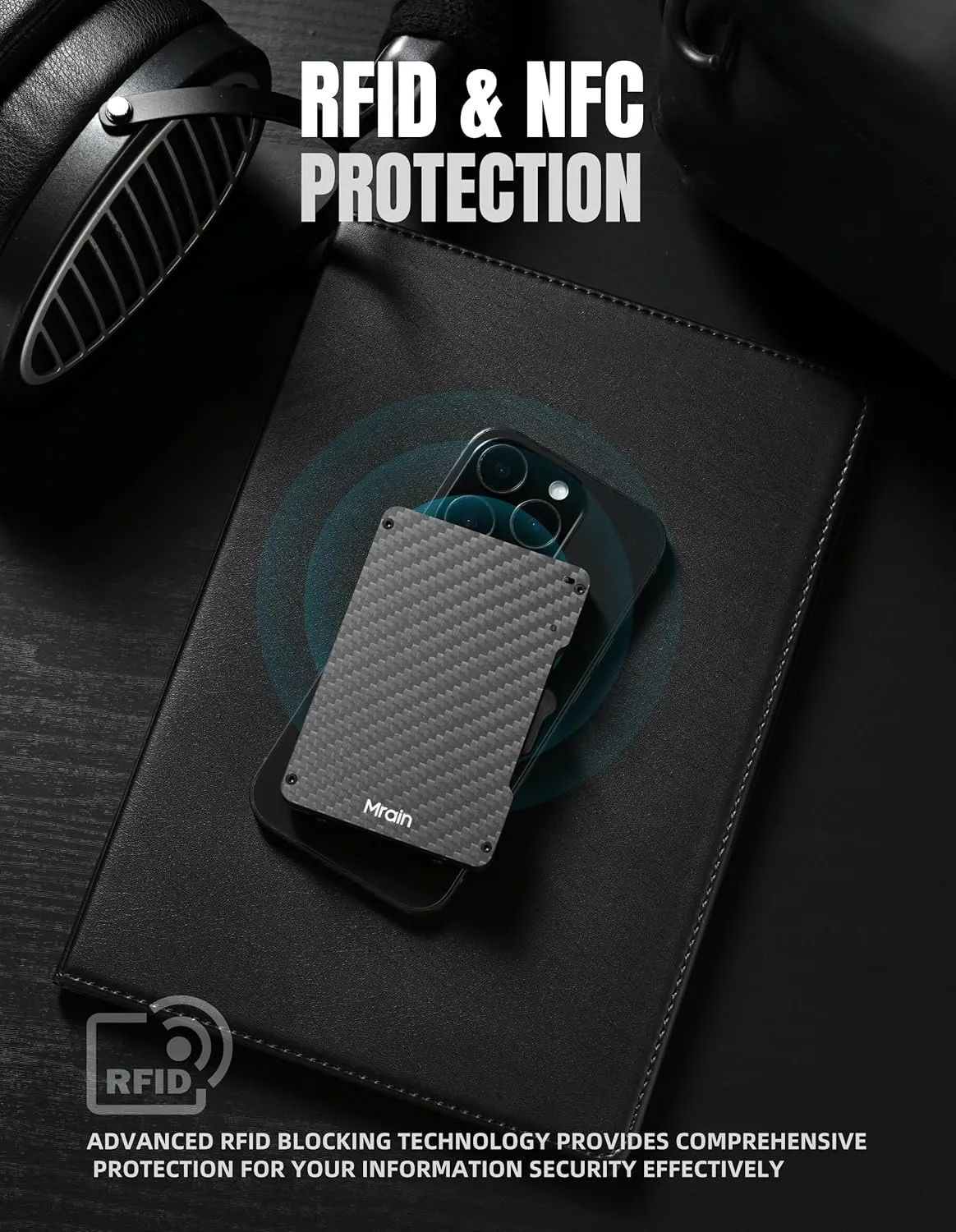 Slim Wallet For Men, Carbon Fiber Wallet With Money Clip, Minimalist Rfid Credit Card Holder, Mens Slim Pop Up Wallet, Gifts for Him (Carbon Fiber)