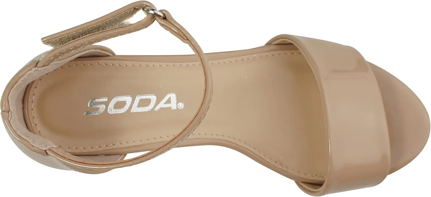 Soda Kids/Children/Girls KICK-2 Wide band Comfortable Sole with Velcor Ankle Strap Block Heel Counter Back Fashion Sandals Shoes