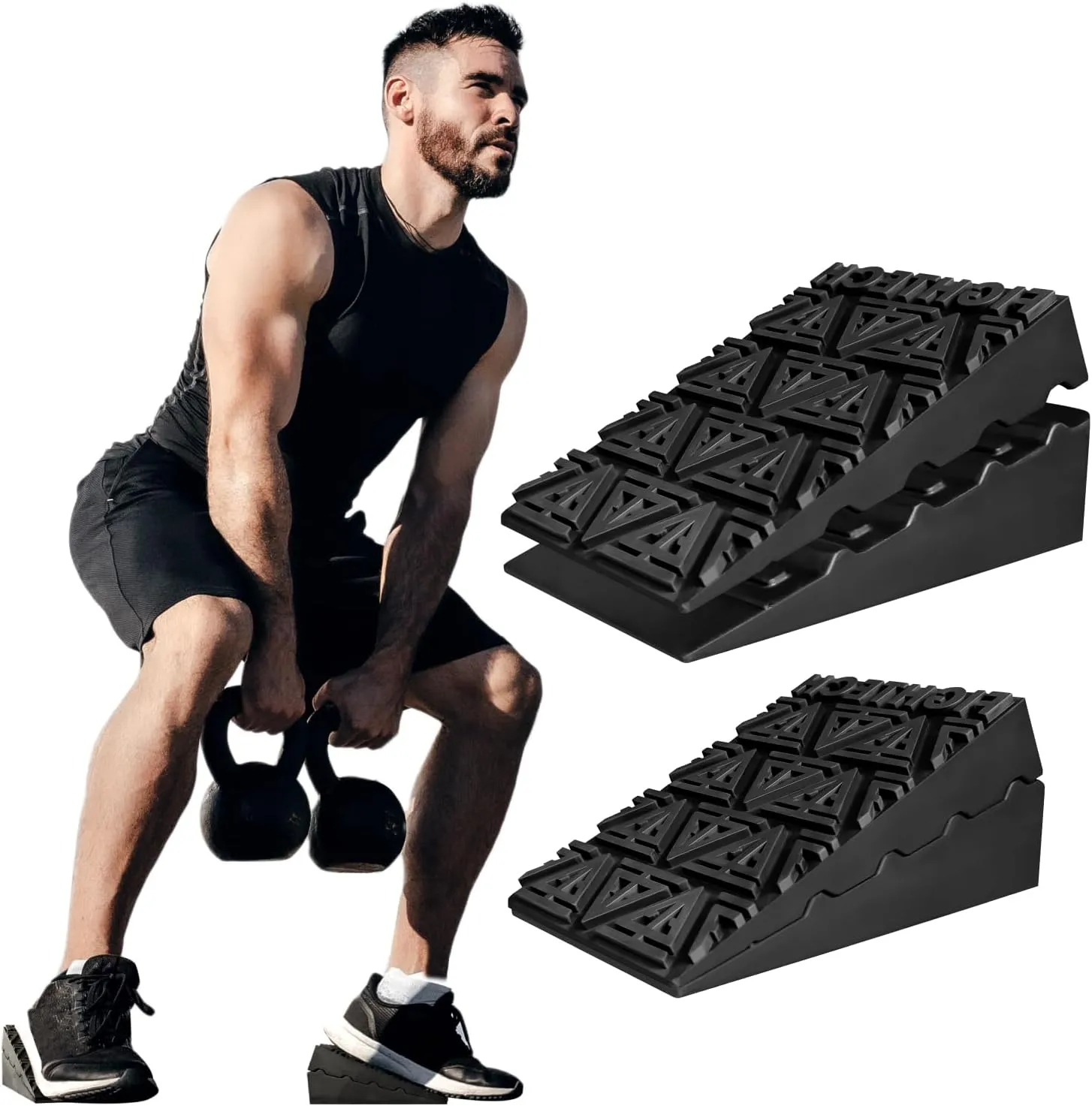 Squat Wedge Block for Elevated Heel Squats and Deadlifts - Improve Mobility, Balance, and Strength - Non-Slip, Versatile Trainer Aid