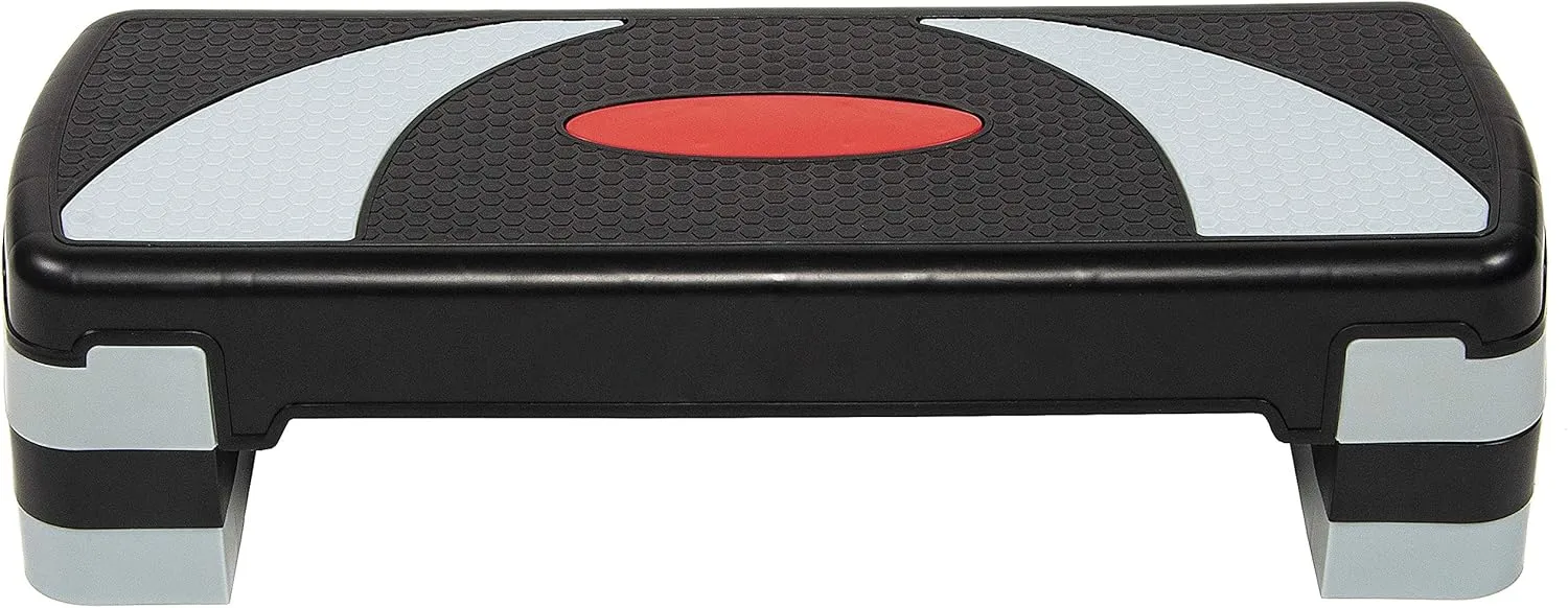 Step Aerobic Platform, Exercise Step with 5 levels Adjustable Height, 4 Stackable Risers, Fitness Training Workout Stepper for Home Gym, Cardio Strength, Multiple Options