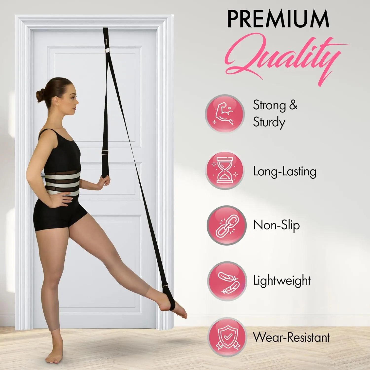 Stretching Strap With Door Anchor - Stretching Equipment to Improve Legs Flexibility - Splits Trainer For Home Ideal In Ballet, Dance, Cheerleading, Taekwondo, Yoga, Pole Dancing & Gymnastics