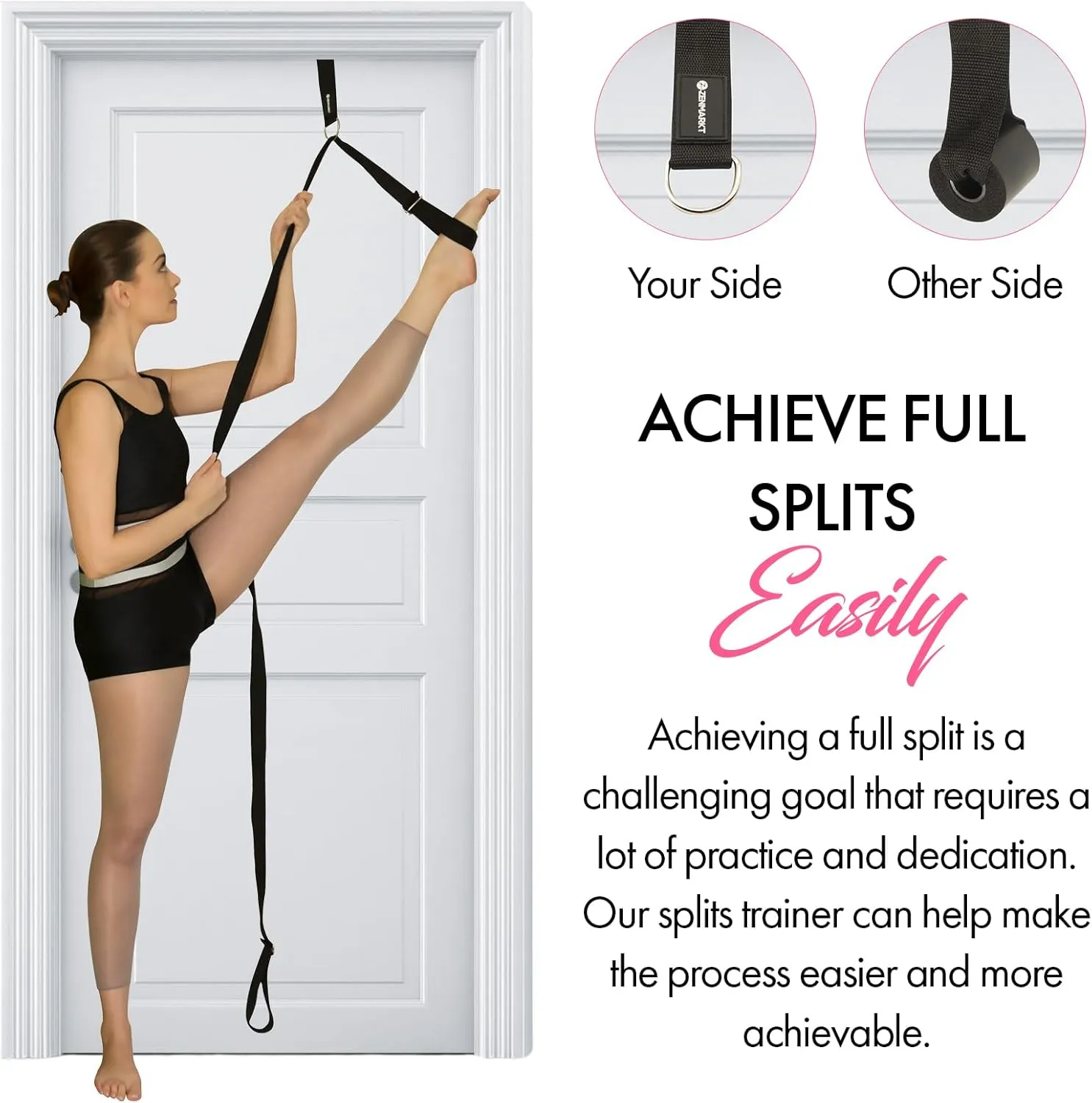 Stretching Strap With Door Anchor - Stretching Equipment to Improve Legs Flexibility - Splits Trainer For Home Ideal In Ballet, Dance, Cheerleading, Taekwondo, Yoga, Pole Dancing & Gymnastics