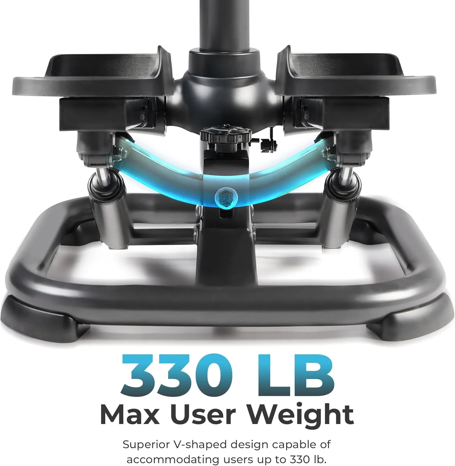 Sunny Health & Fitness 2-in-1 Premium Power Stepper with Resistance Bands, Low-Impact Cardio, Space-Saving, Height-Adjustable, with Enhanced Bluetooth Connectivity with Free SunnyFit App