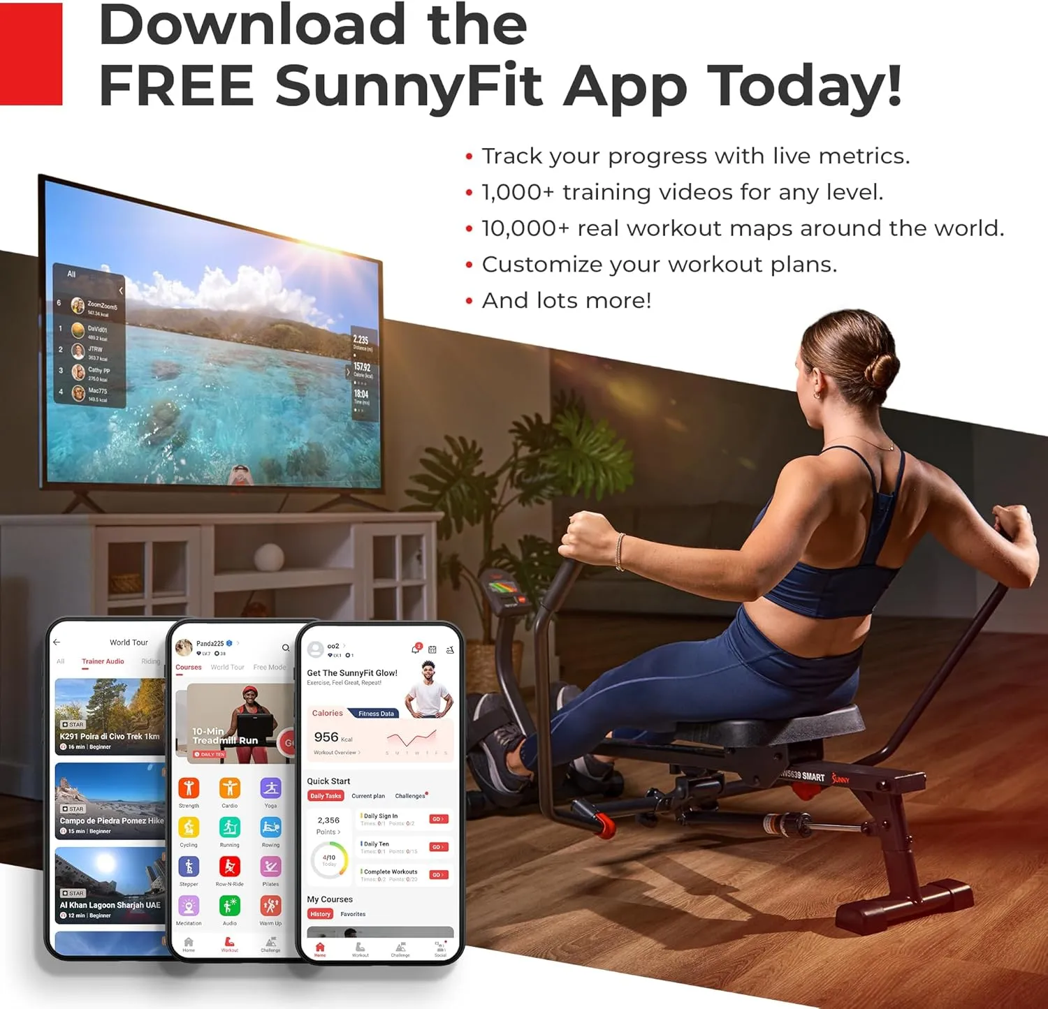 Sunny Health & Fitness 2-in-1 Premium Power Stepper with Resistance Bands, Low-Impact Cardio, Space-Saving, Height-Adjustable, with Enhanced Bluetooth Connectivity with Free SunnyFit App
