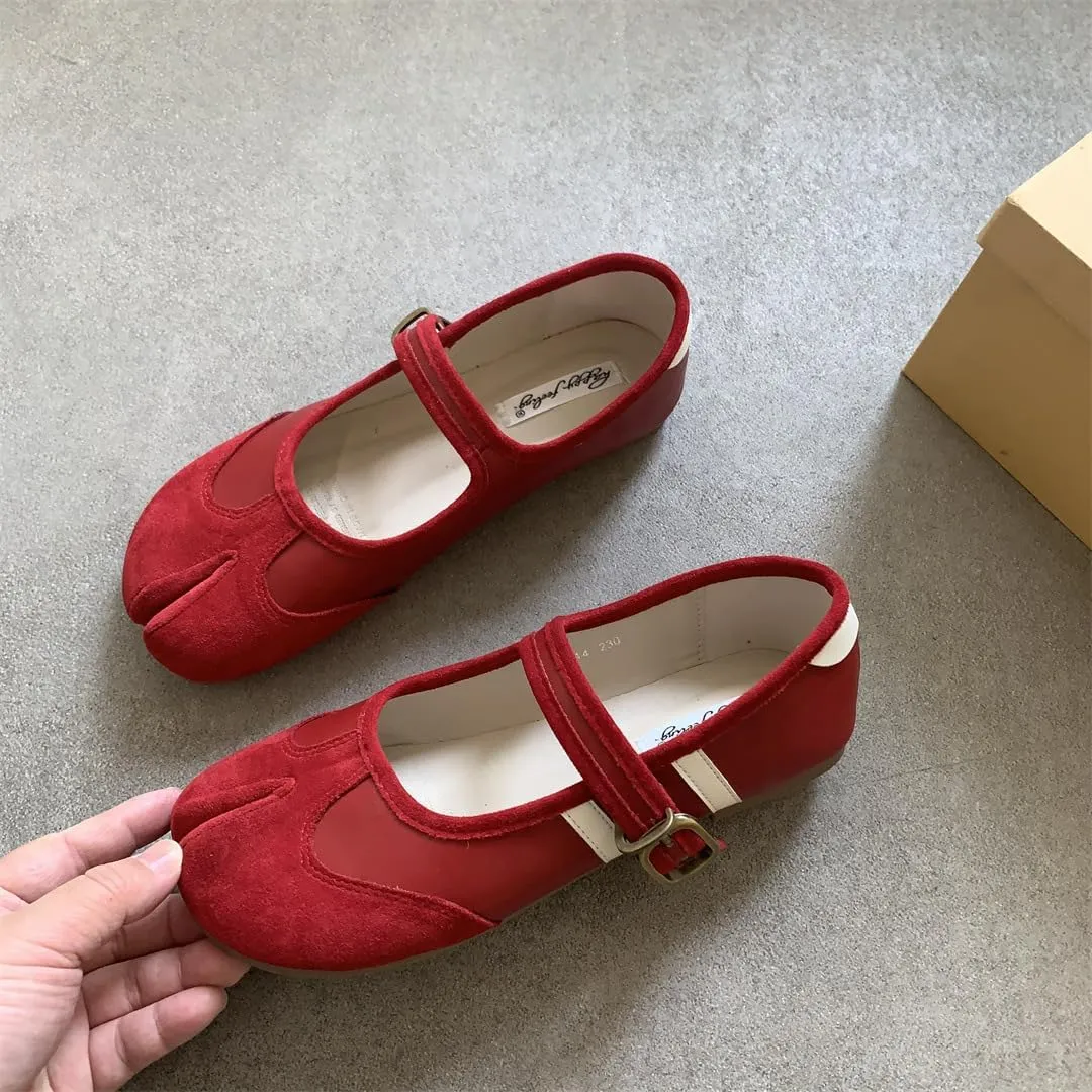 Tabi Shoes Women Mary Janes Ballet Flat - Low Top Split Toe Orthopedic Cute Casual Comfortable Walking Lightweight Female Solid All-Match for Daily Wear Beach Travel Athleisure Standing All Day