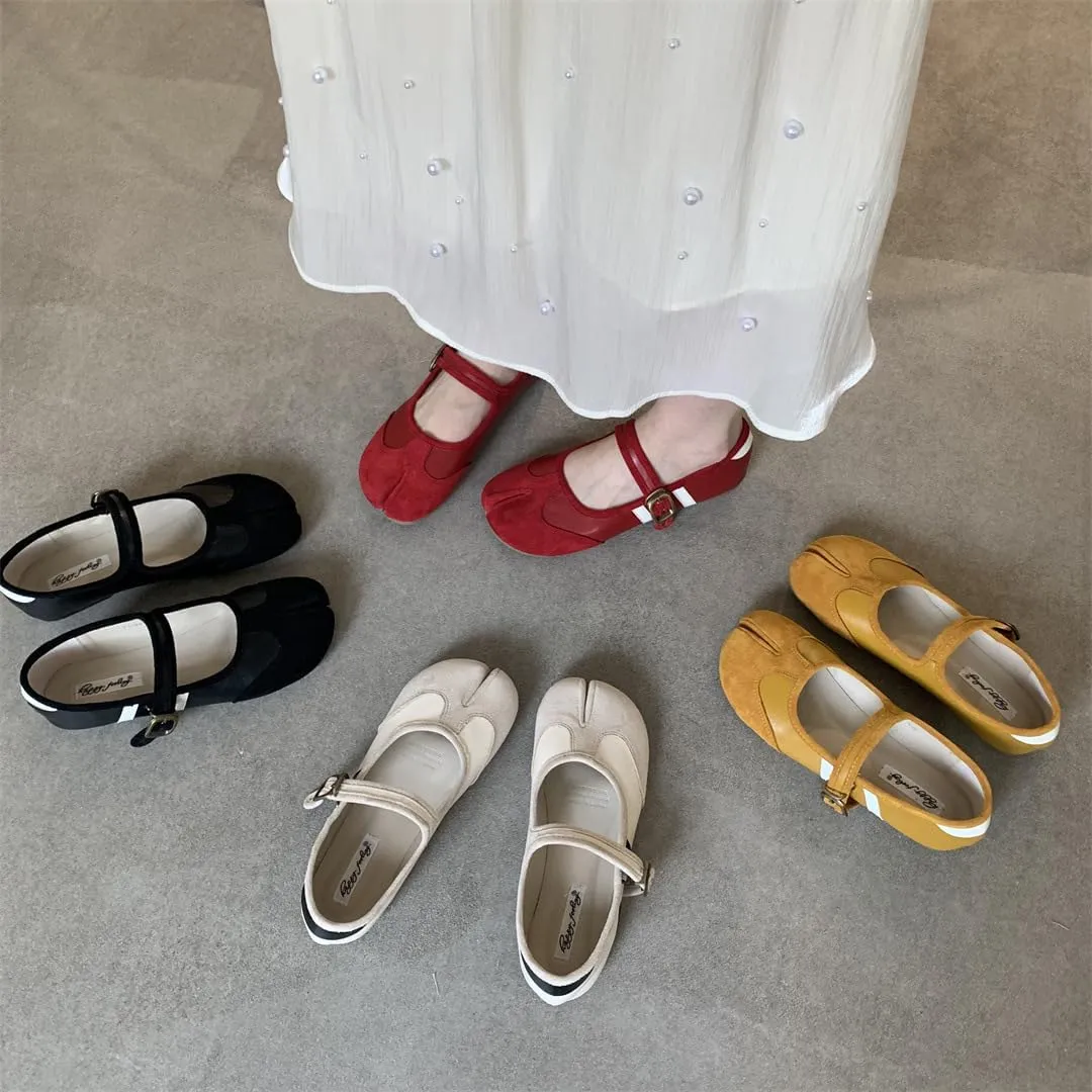 Tabi Shoes Women Mary Janes Ballet Flat - Low Top Split Toe Orthopedic Cute Casual Comfortable Walking Lightweight Female Solid All-Match for Daily Wear Beach Travel Athleisure Standing All Day