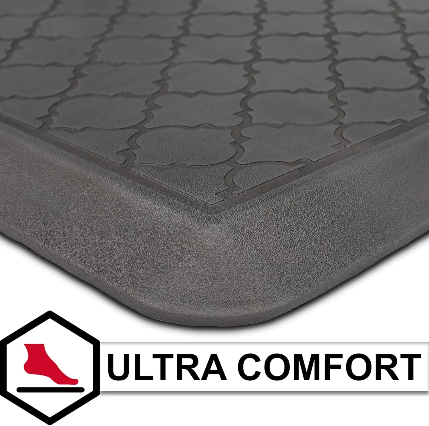 Tempur-Pedic Ultra Comfort Anti-Fatigue Lattice Pewter 1' 8" x 3' 6" Kitchen Floor Mat Cushioned Ergonomic Standing Desk Mat Waterproof Non-Skid Foam