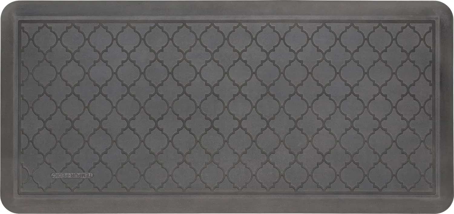 Tempur-Pedic Ultra Comfort Anti-Fatigue Lattice Pewter 1' 8" x 3' 6" Kitchen Floor Mat Cushioned Ergonomic Standing Desk Mat Waterproof Non-Skid Foam