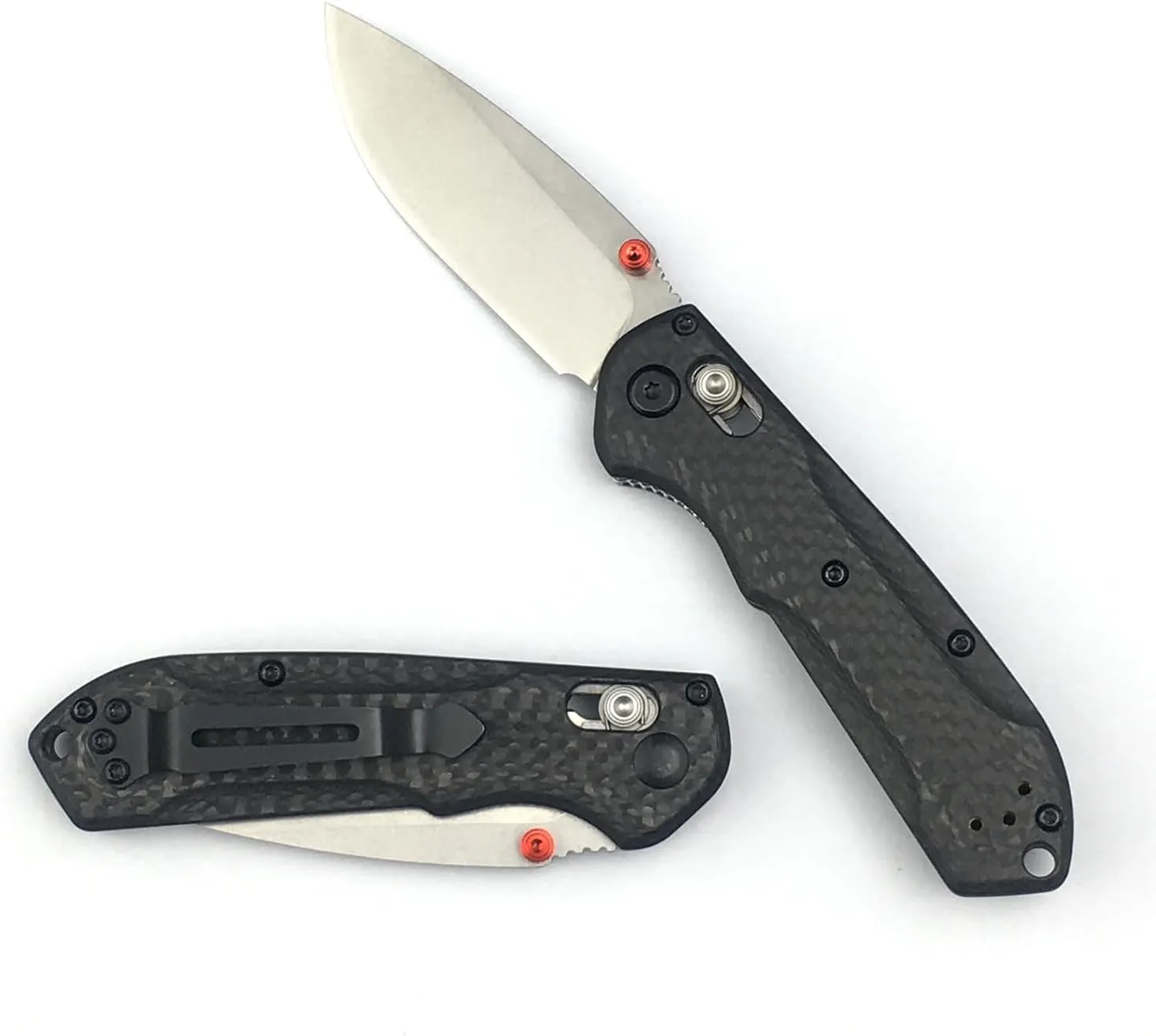 Thumb Open Mini Freek Knife, Axis Lock Knife with 2.8’’ D2 Steel Blade Carbon Fiber Handle, EDC Folding Pocket Knife with Belt Clip for Camping