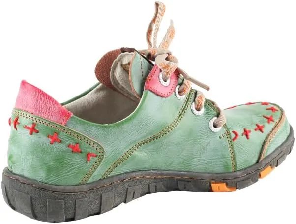 TMA EYES Women's Flat Shoes Lace-Up Fashion Leather Shoes