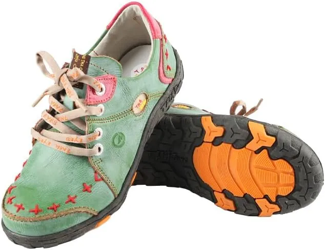 TMA EYES Women's Flat Shoes Lace-Up Fashion Leather Shoes