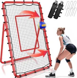 TomCare 7x4FT Volleyball Rebounder Net Volleyball Training Equipment with 5 Adjustable Angles Volleyball Practice Net for Bumping & Spiking Portable & Steady Indoor Outdoor Rebound Net with Sandbags
