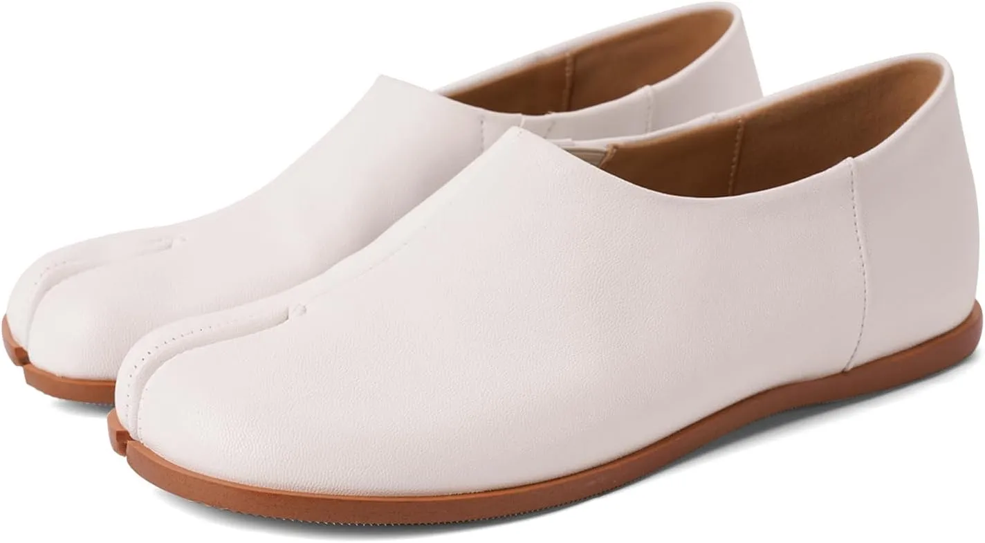 UBWDU Womens Tabi Ballet Flat Shoes Rounde Split Toe Ballerina Flats Low Heel Wide Width Dressy Comfortable Casual Shoes