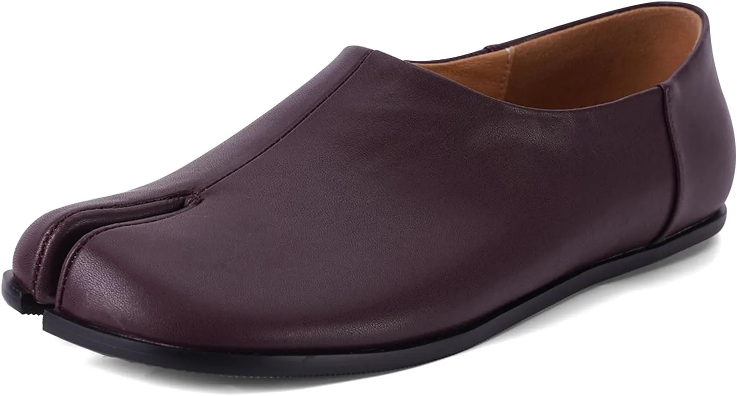 UBWDU Womens Tabi Ballet Flat Shoes Rounde Split Toe Ballerina Flats Low Heel Wide Width Dressy Comfortable Casual Shoes