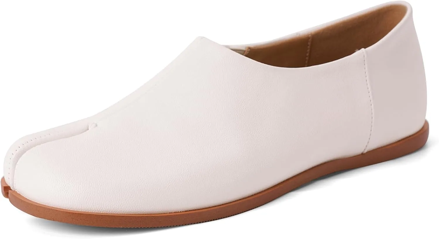 UBWDU Womens Tabi Ballet Flat Shoes Rounde Split Toe Ballerina Flats Low Heel Wide Width Dressy Comfortable Casual Shoes