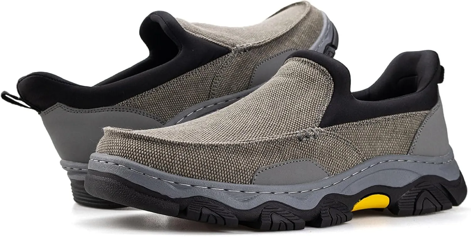 UPIShi Men's Hands Free Slip On Loafer Slip-ins Walking Casual Canvas Lightweight Indoor Outdoor Cushioning Shoes