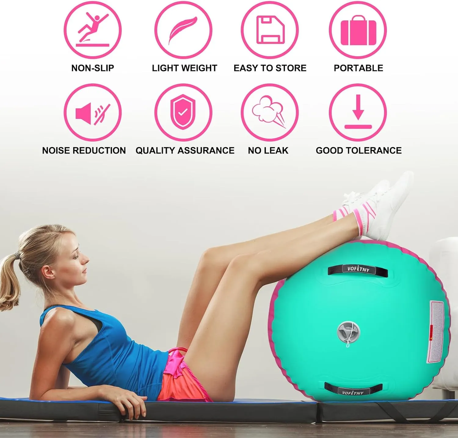 VOFiTNY Gymnastics Tumbling Equipment Air Barrel Inflatable Octagon Tumbler Roller Back-bend Trainer Chearleeding Mat Without Pump