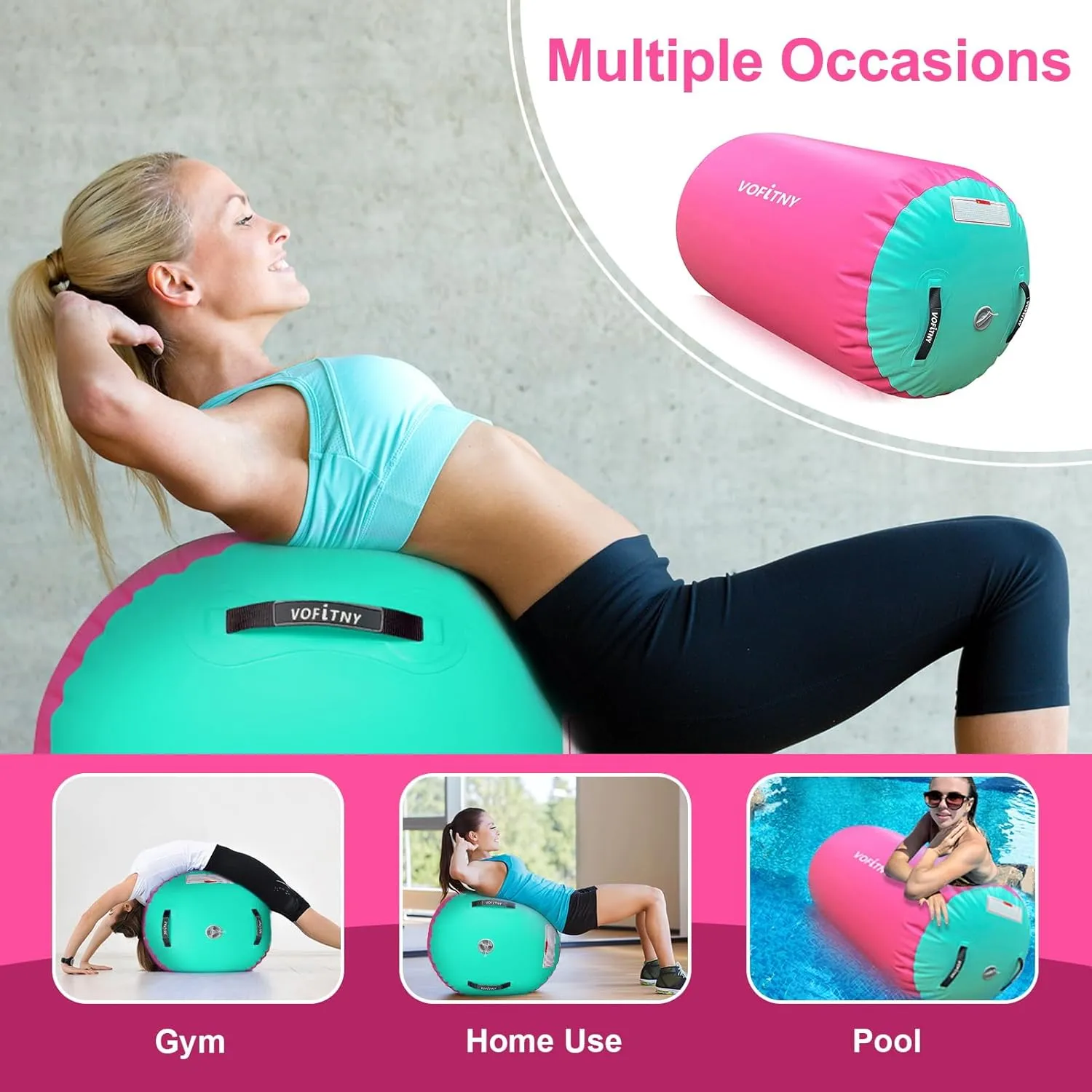 VOFiTNY Gymnastics Tumbling Equipment Air Barrel Inflatable Octagon Tumbler Roller Back-bend Trainer Chearleeding Mat Without Pump
