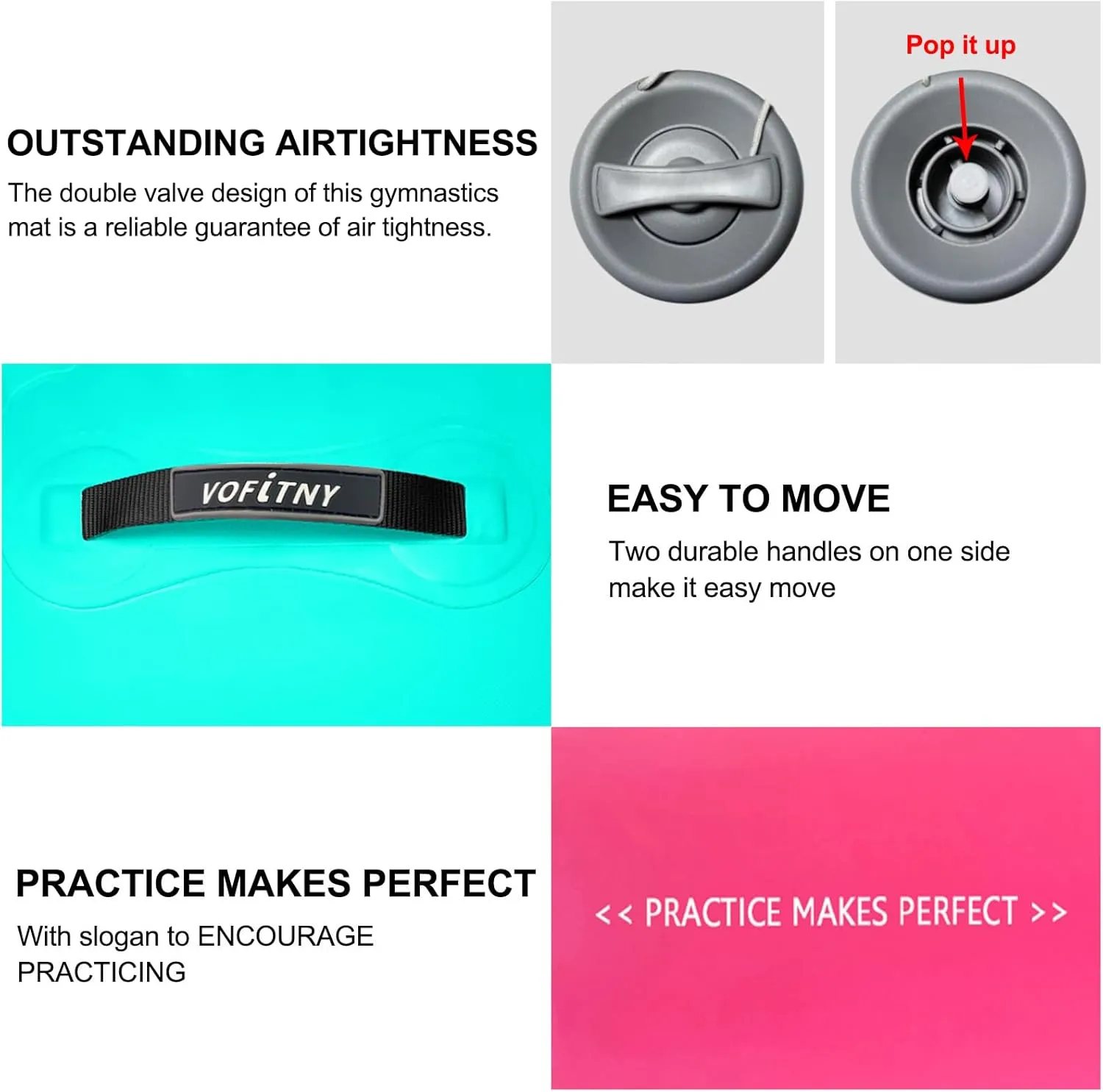 VOFiTNY Gymnastics Tumbling Equipment Air Barrel Inflatable Octagon Tumbler Roller Back-bend Trainer Chearleeding Mat Without Pump